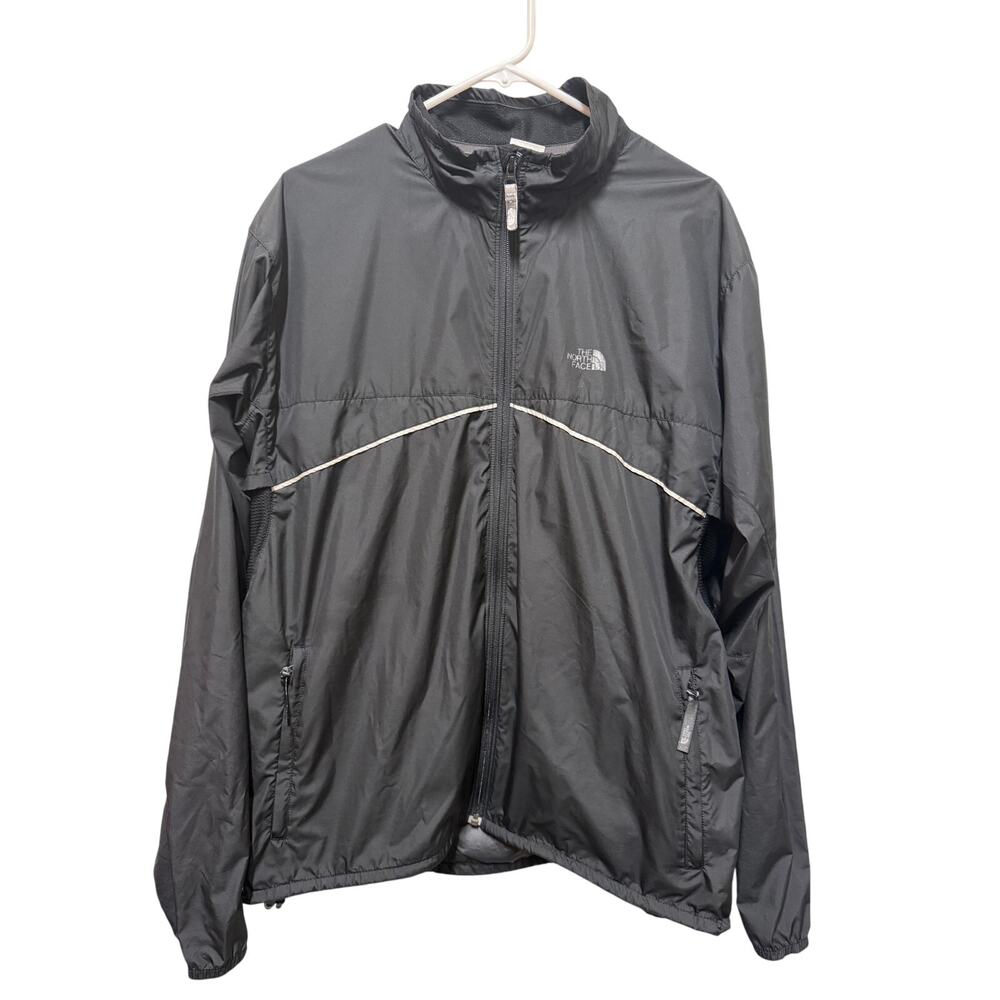 North Face Thin Windbreaker Rainjacket full zip folds into back pocket Size LG